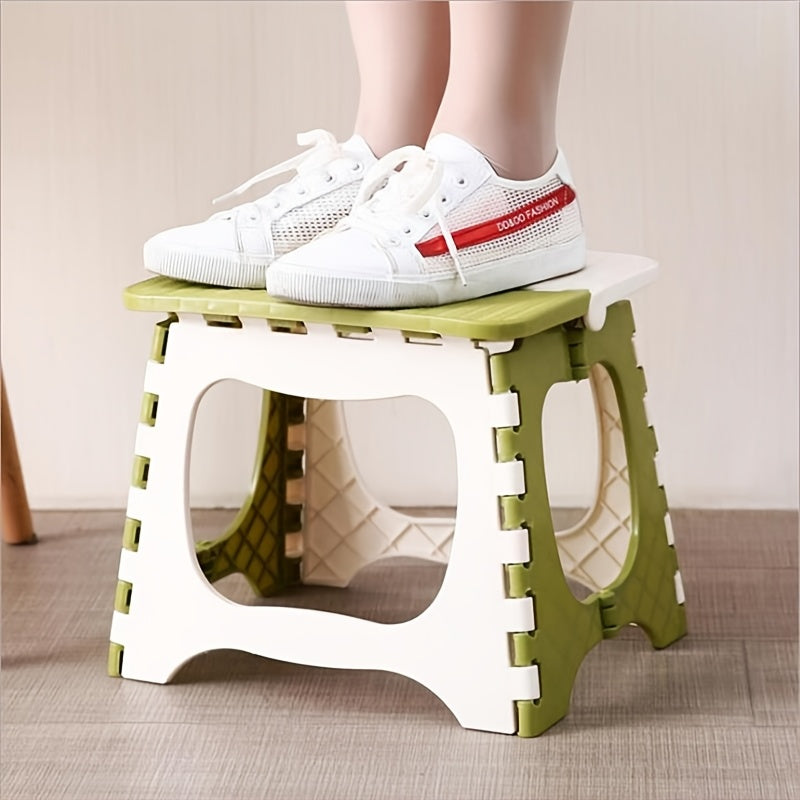 Portable Foldable Plastic Step Stool - Lightweight Durable Green Step Stool for Youngsters Adults, Indoor Outdoor Use, Compact Foldable Design with Ergonomic Handles, Portable Step Stool | Foldable Stool | Durable Plastic Stool
