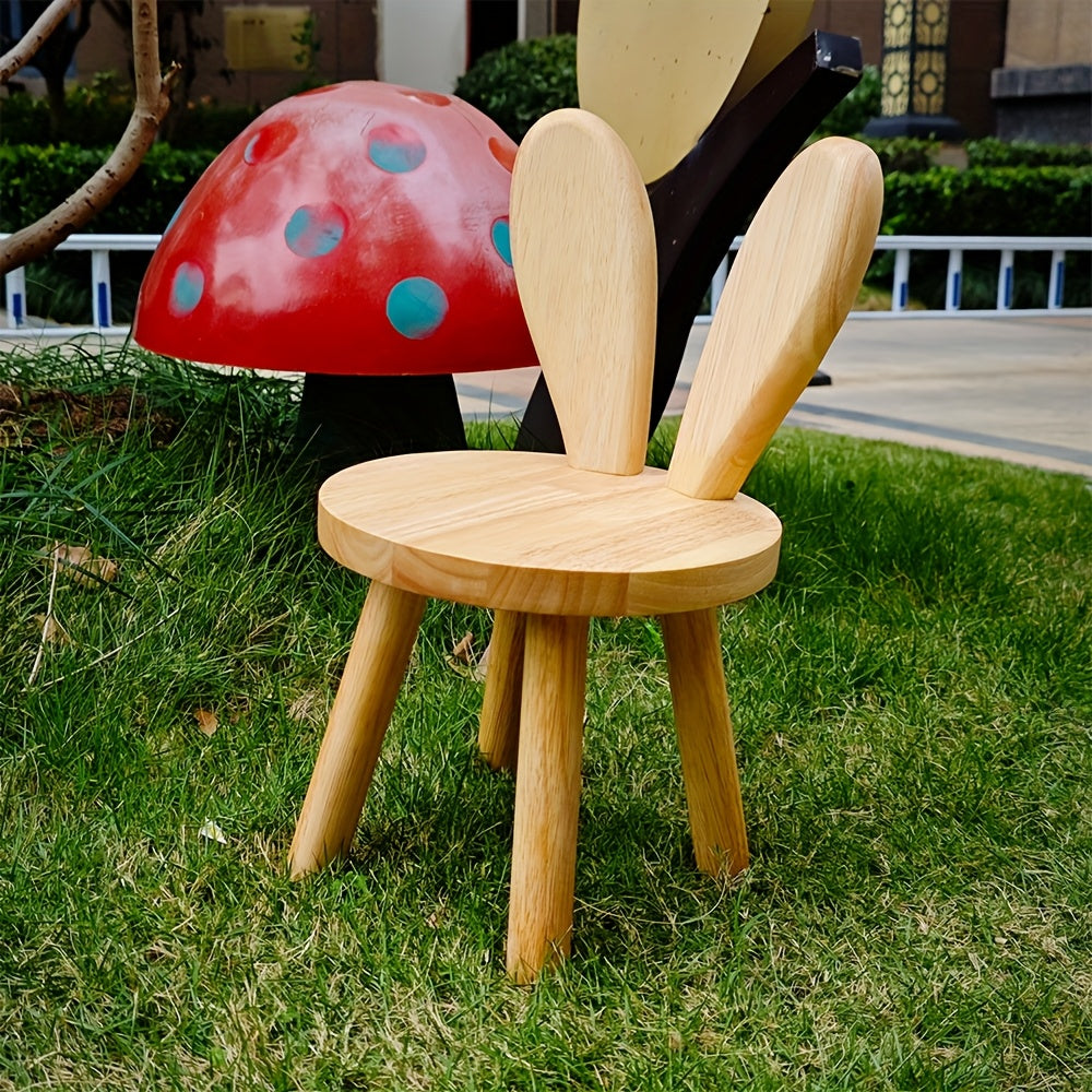 Chic Solid Wood Rabbit Ear Stool - Perfect for Shoe Changing, Living Room & Home Decor | Ideal for Parties & Entertainment