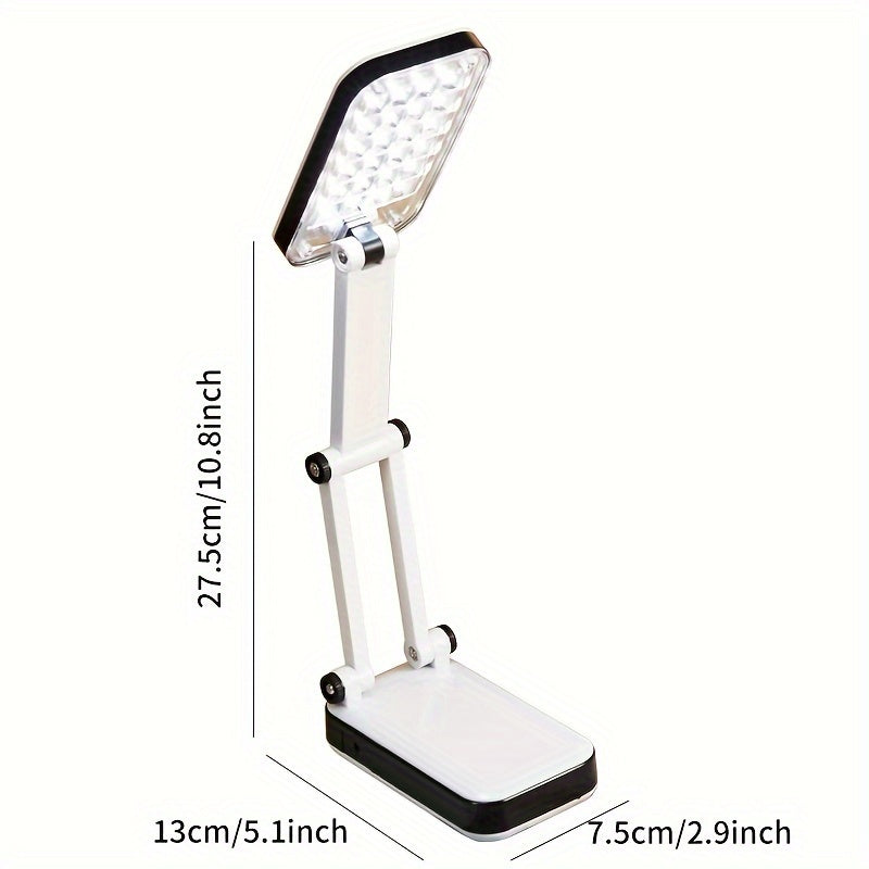 Foldable LED Desk Lamp with Eye Protection, Dual Power Source (Battery\u002FUSB), Adjustable Brightness, White, Ideal for Students, Dorm Rooms, and Bedside Reading, Desk Lamps for Home Office