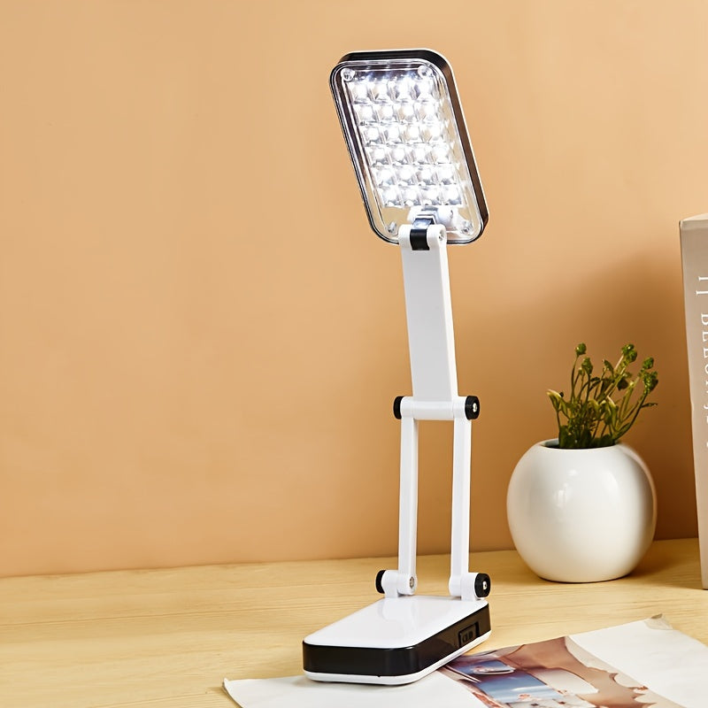 Foldable LED Desk Lamp with Eye Protection, Dual Power Source (Battery\u002FUSB), Adjustable Brightness, White, Ideal for Students, Dorm Rooms, and Bedside Reading, Desk Lamps for Home Office