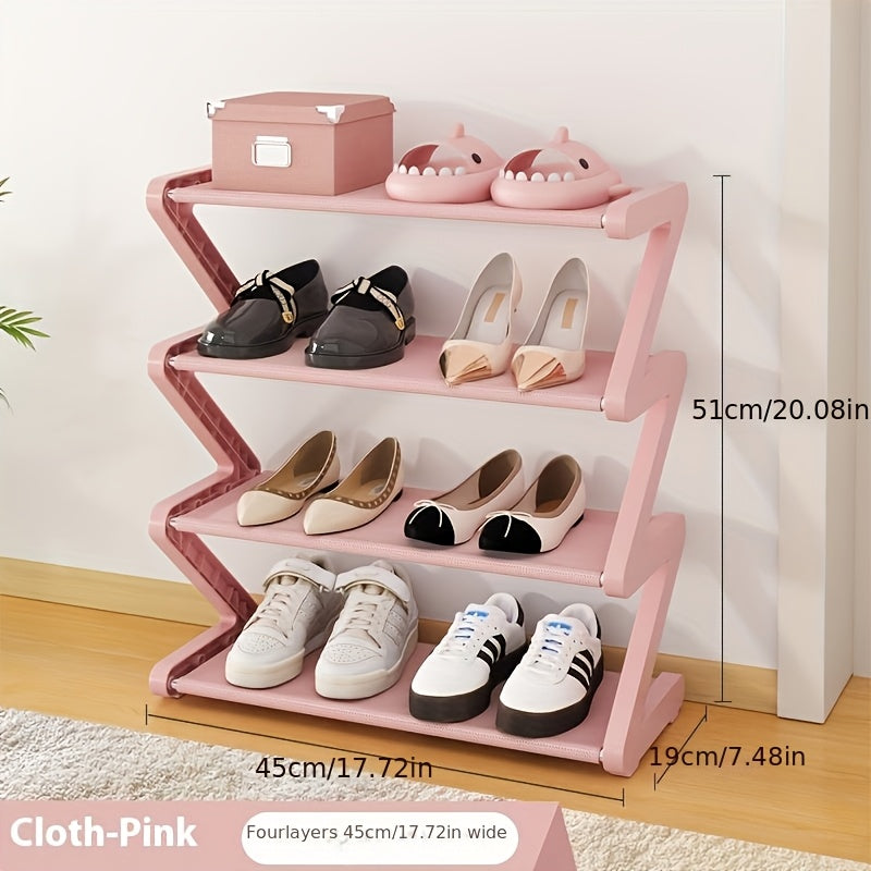4-Tier Z-Shaped Shoe Rack ¨C Space-Saving, Multi-Layer Storage Organizer for Bathroom, Dorm, or Small Apartment ¨C Easy Assembly, Under 27\