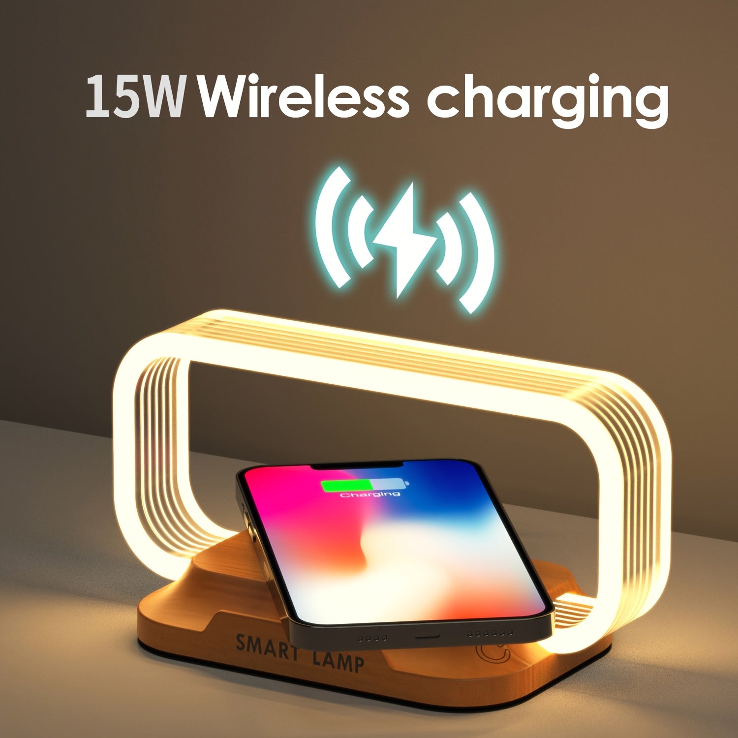 15W Wireless Quick Charge Bedside Lamp with Touch Control, LED Desk Light with Wireless Charging and Phone Stand, Adjustable Brightness, Energy-Efficient for Office and Study Use, Study Lamp | Modern Desk Lamp | Acrylic Lampshade, LED Lights for Bedroom