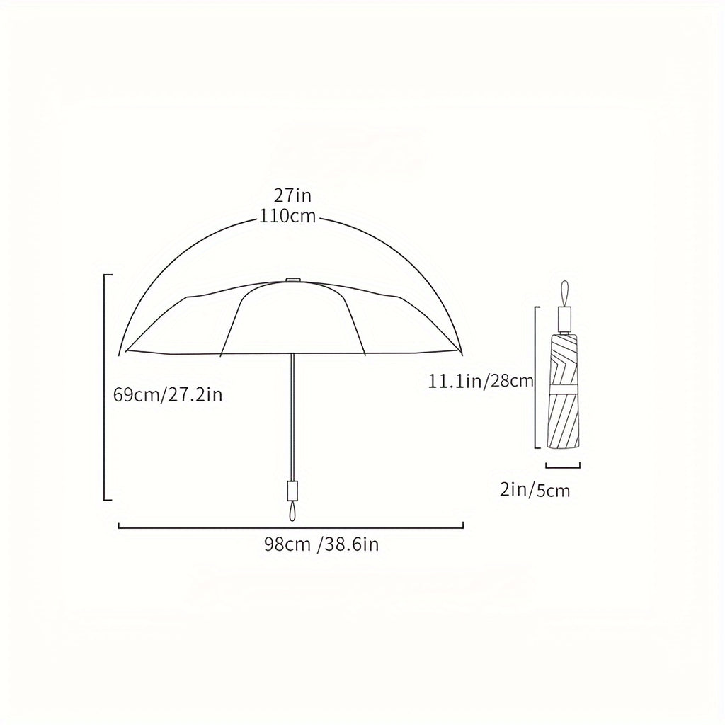 Parapluie pliant ¨¤ motif floral Partysu, l¨¦ger et portable, imperm¨¦able ¨¤ 8 baleines, protection solaire, ¨¦quipement de pluie pour les d¨¦placements quotidiens, parapluie de voyage ¨¤ main.