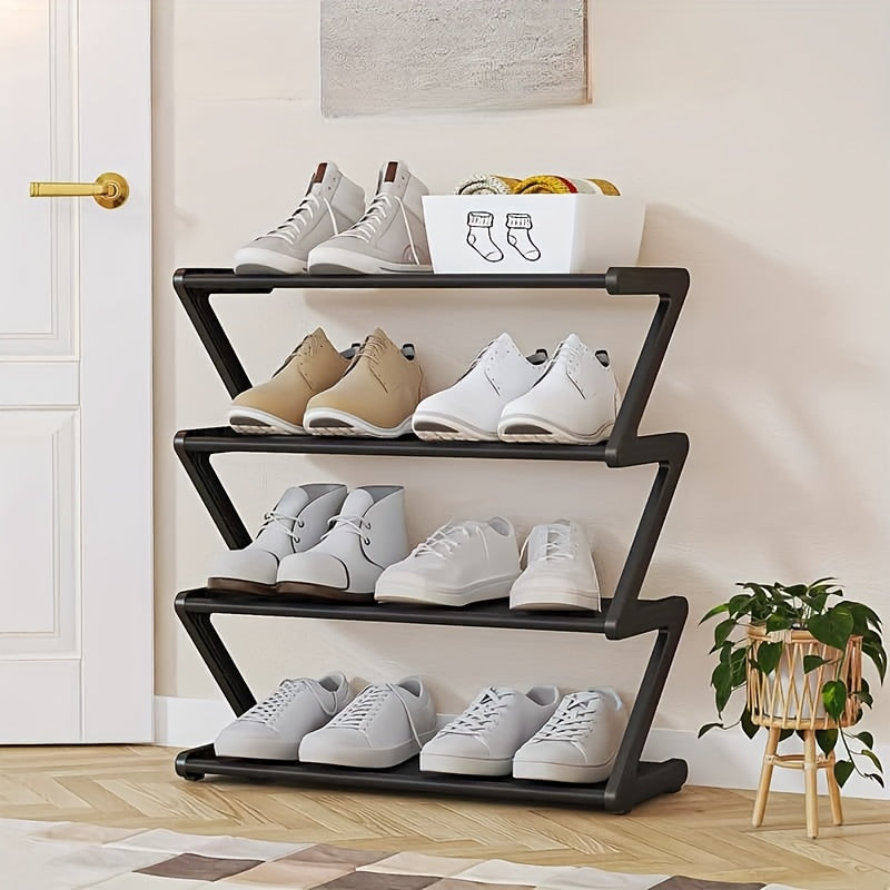 4-Tier Z-Shaped Shoe Rack ¨C Space-Saving, Multi-Layer Storage Organizer for Bathroom, Dorm, or Small Apartment ¨C Easy Assembly, Under 27\