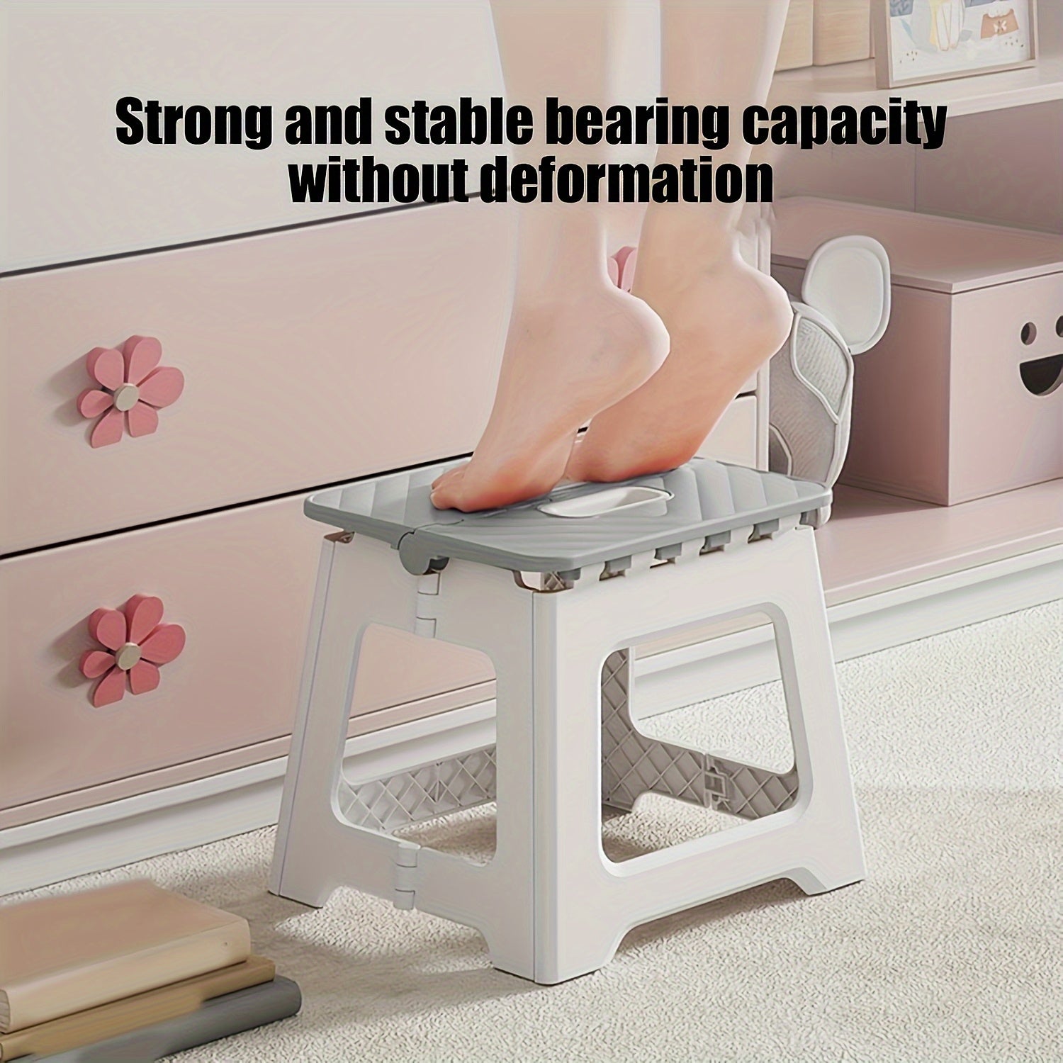 1pc Gray Folding Stool - Modern Style, Durable ABS Plastic, Portable & Compact Design for Indoor & Outdoor Use, No Assembly Needed, Lightweight & Easy to Store, Perfect for Camping, Picnics, and Home Decor, Stool Foldable