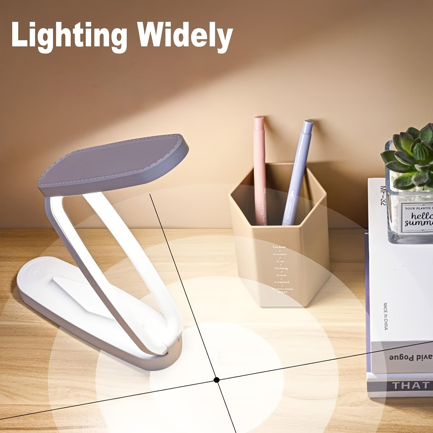 1pc Foldable LED Desk Lamp, Small Book Reading Light With 3 Brightness Color, Rechargeable & Dimmable, Eye-Caring Studying Light, Portable Table Lamp, For Home, Office, Travel