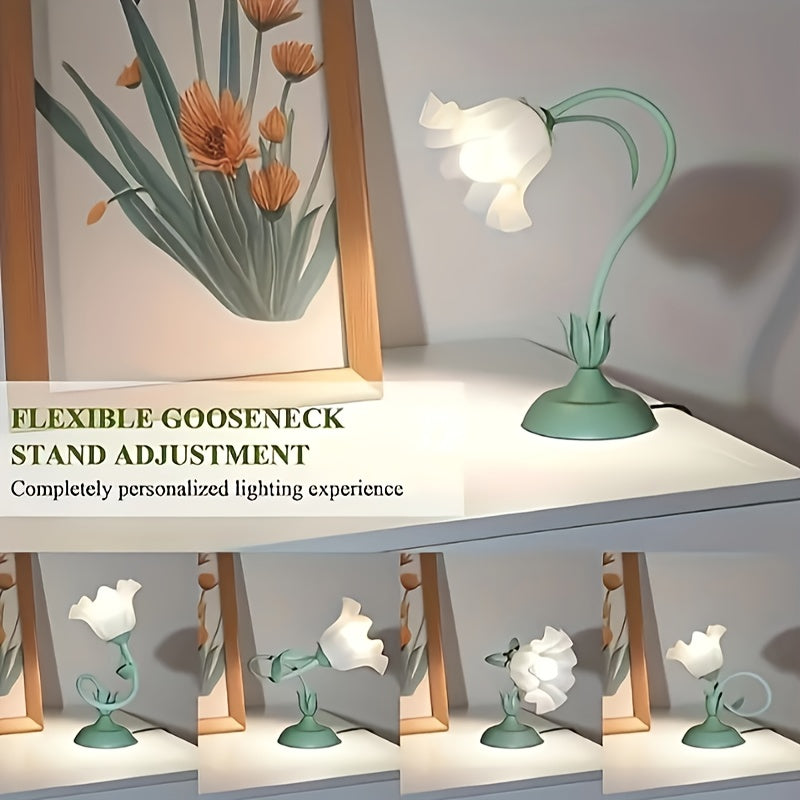 Green Flower Lamp, Flower-shaped Lighting Fixture, Mother's Day Gift, Holiday Gift, Birthday Gift, Suitable for Bedroom, Living Room, Dormitory, Restaurant and other Scenes, Cute Exquisite Light, Warm Romantic, Home Atmosphere Sensing Lamp, ins Style