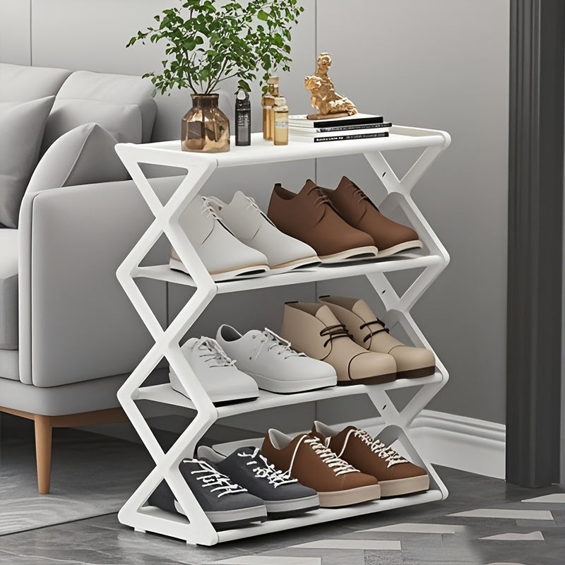Elegant X-Shaped Metal Shoe Rack - Durable Iron Alloy, Easy Assembly, Space-Saving Design for Home & Dorm, Ideal for Storing Shoes and Accessories, Shoe Storage|Modern Shoe Rack|Durable Construction, Shoe Storage Rack