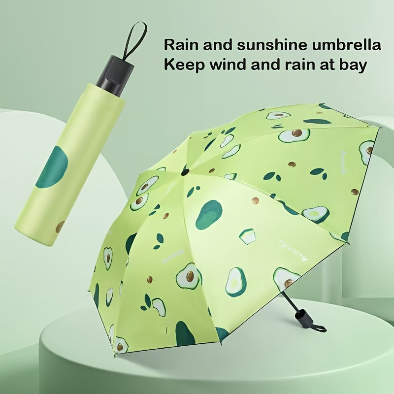 Parapluie pliant compact avec design de tranche de melon - Imperm¨¦able, protection UV, coupe-vent, parapluie de voyage portable avec cadre en m¨¦tal, s¨¦paration s¨¨che\u002Fliquide, ¨¦quipement de pluie compact, favori des ¨¦tudiants, parapluie mignon