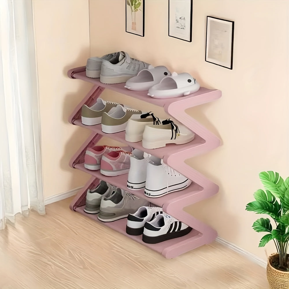 4-Tier Z-Shaped Shoe Rack ¨C Space-Saving, Multi-Layer Storage Organizer for Bathroom, Dorm, or Small Apartment ¨C Easy Assembly, Under 27\
