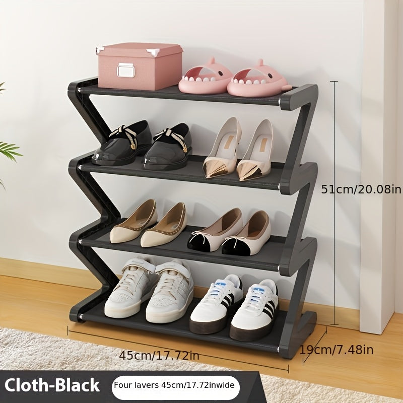 4-Tier Z-Shaped Shoe Rack ¨C Space-Saving, Multi-Layer Storage Organizer for Bathroom, Dorm, or Small Apartment ¨C Easy Assembly, Under 27\