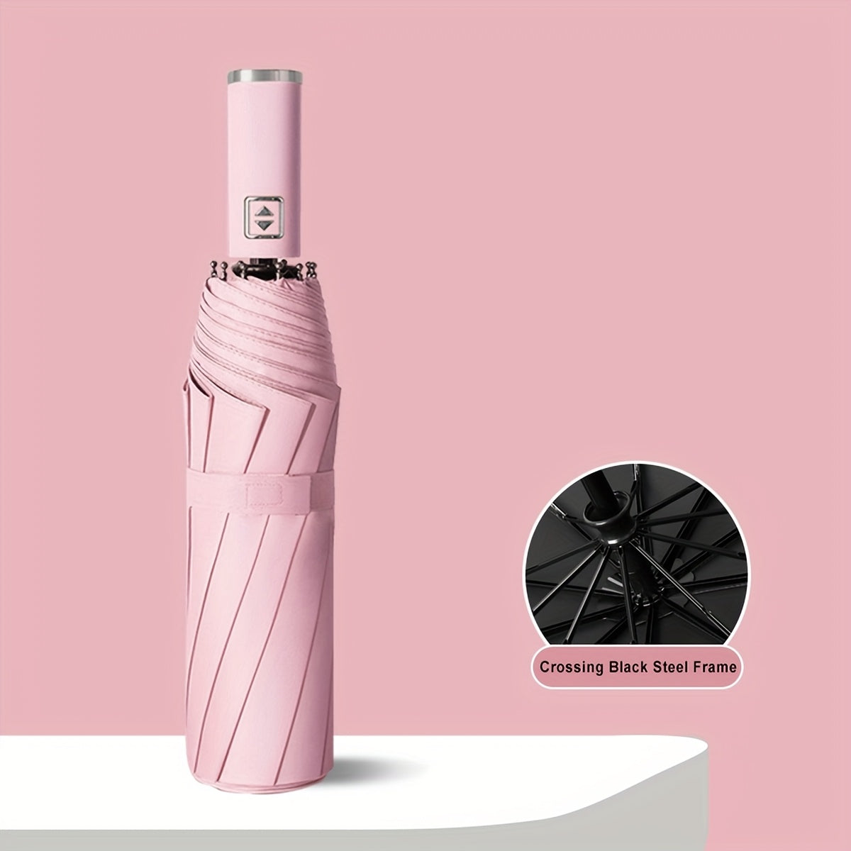 1pc Parapluie Pliant Automatique Xiaomi, Cadre en Fer ¨¤ 10 Brides, Auvent en Tissu 190T, Coupe-Vent, Protection UV, Ouverture\u002FFermeture en Un Clic, Parapluie de Voyage Portable avec Poign¨¦e en Plastique