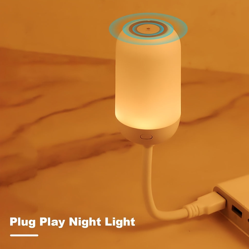 1pc Touch-Controlled Dimmable LED Night Light, USB Powered Eye-Caring Desk & Wall Lamp, PVC Material, 3 Color Temperatures for Home Use