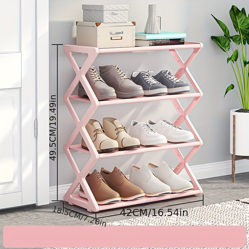 1pc Simple Shoe Rack - Easy Assembly Space-Saving Shoe Organizer with Multiple Compartments, Durable Plastic Shoe Storage for Home, Dorm, Entryway - Casual Style Shoe Cabinet