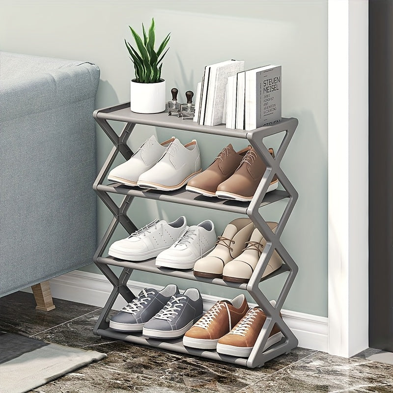 1pc Simple Shoe Rack - Easy Assembly Space-Saving Shoe Organizer with Multiple Compartments, Durable Plastic Shoe Storage for Home, Dorm, Entryway - Casual Style Shoe Cabinet
