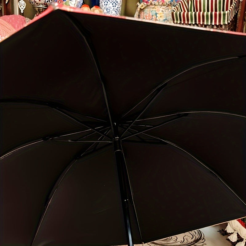 Parapluie pliant motif paon color¨¦ avec protection UV - Compact, l¨¦ger et r¨¦sistant pour soleil ou pluie - Design floral rouge, blanc, bleu, vert, jaune et orange - Ouverture manuelle, 8 baleines en acier