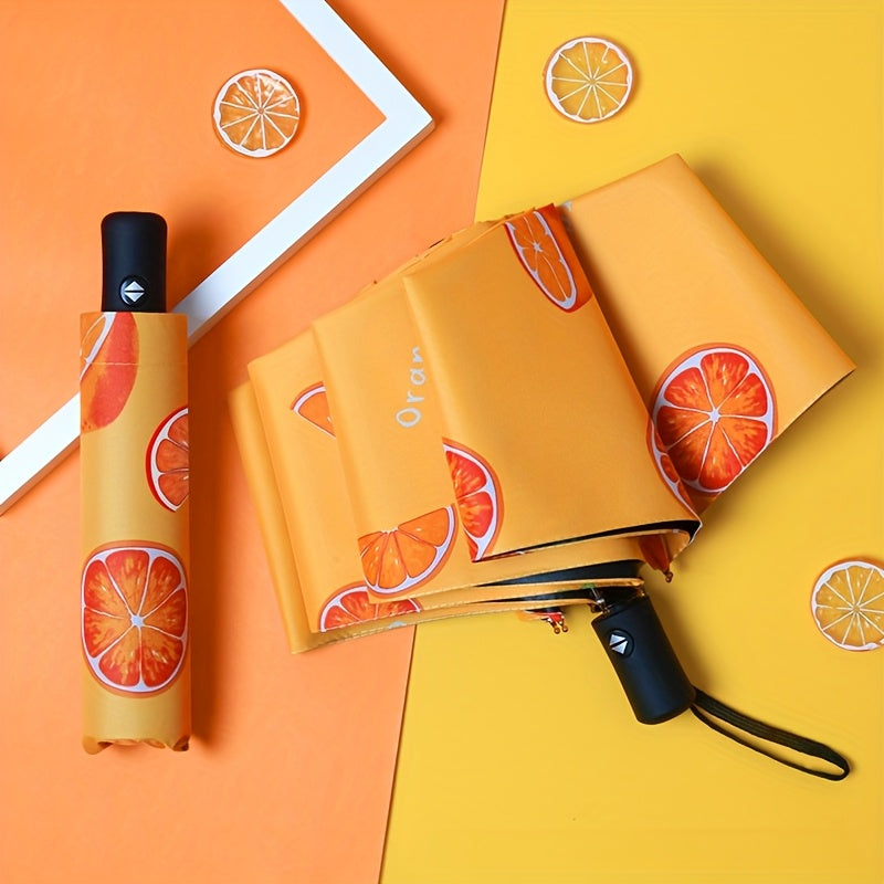 Parapluie pliant compact avec design de tranche de melon - Imperm¨¦able, protection UV, coupe-vent, parapluie de voyage portable avec cadre en m¨¦tal, s¨¦paration s¨¨che\u002Fliquide, ¨¦quipement de pluie compact, favori des ¨¦tudiants, parapluie mignon