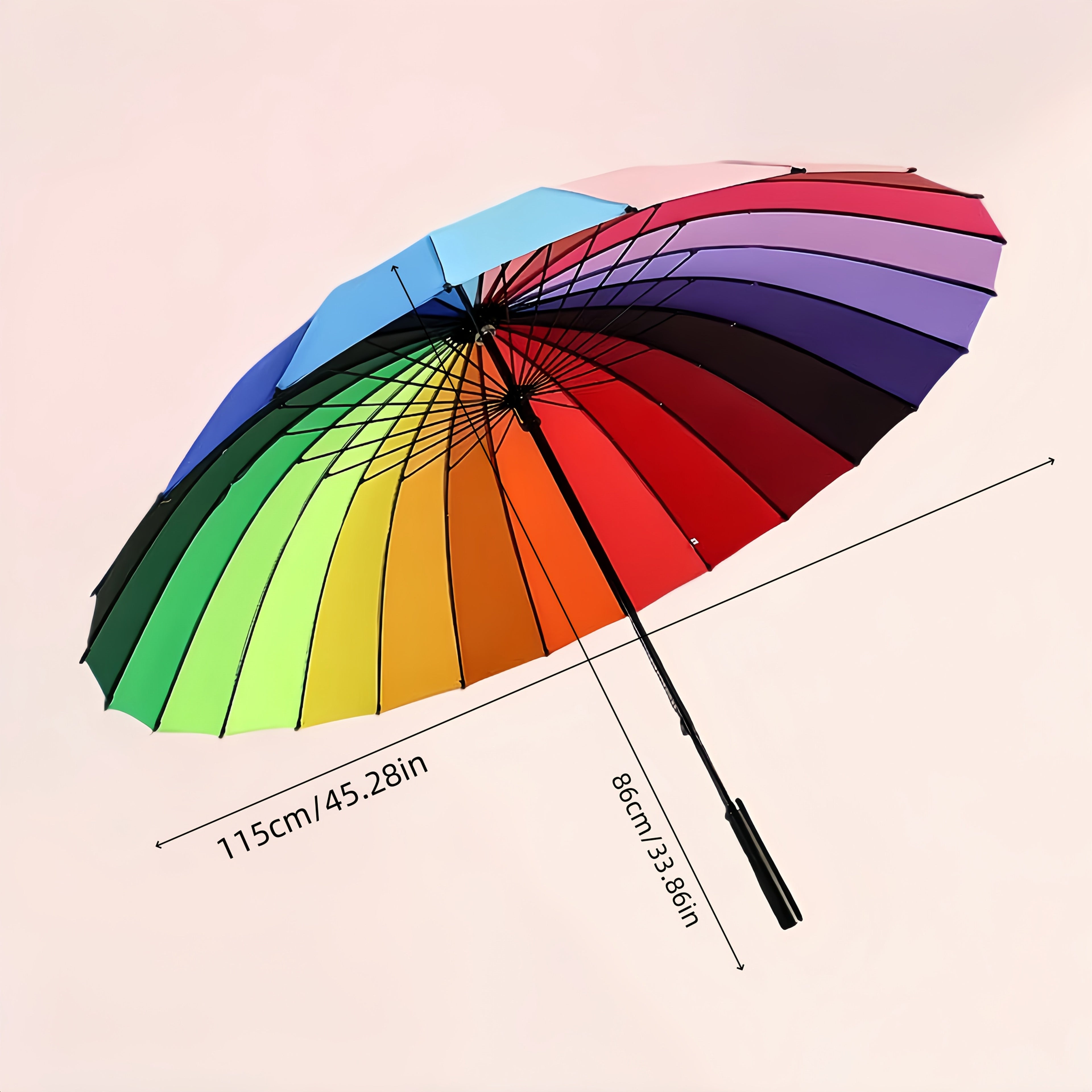Parapluie Arc-en-ciel Vibrant 1pc - ¨¦pais, Grand, Ouverture et Fermeture Manuelle, Conception Coupe-Vent ¨¤ 24 Nervures, Protection UV, Parasol Color¨¦ pour une Protection ¨¦l¨¦gante contre les Intemp¨¦ries