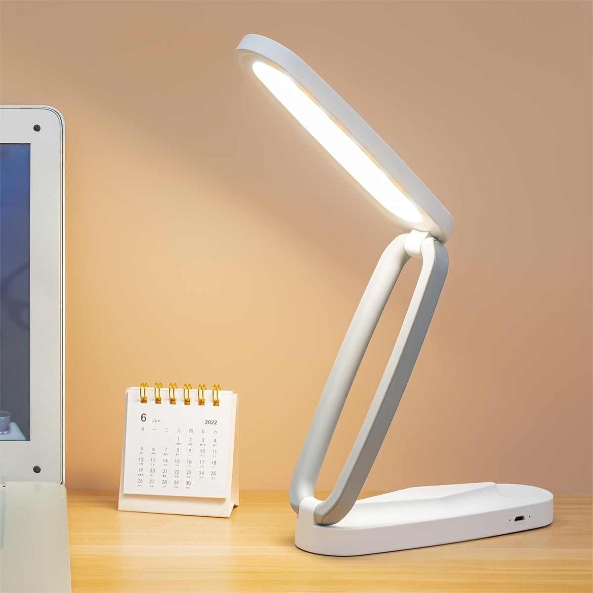 1pc Foldable LED Desk Lamp, Small Book Reading Light With 3 Brightness Color, Rechargeable & Dimmable, Eye-Caring Studying Light, Portable Table Lamp, For Home, Office, Travel