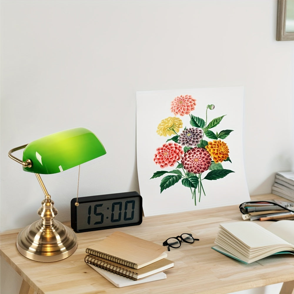 Green Glass Bankers Lamp Desk Lamp Retro Pull Chain Switch Table Lamp Bronze Finish Base E26 Plug in Fixture Office Lamp for Home Office Workplace Library Piano