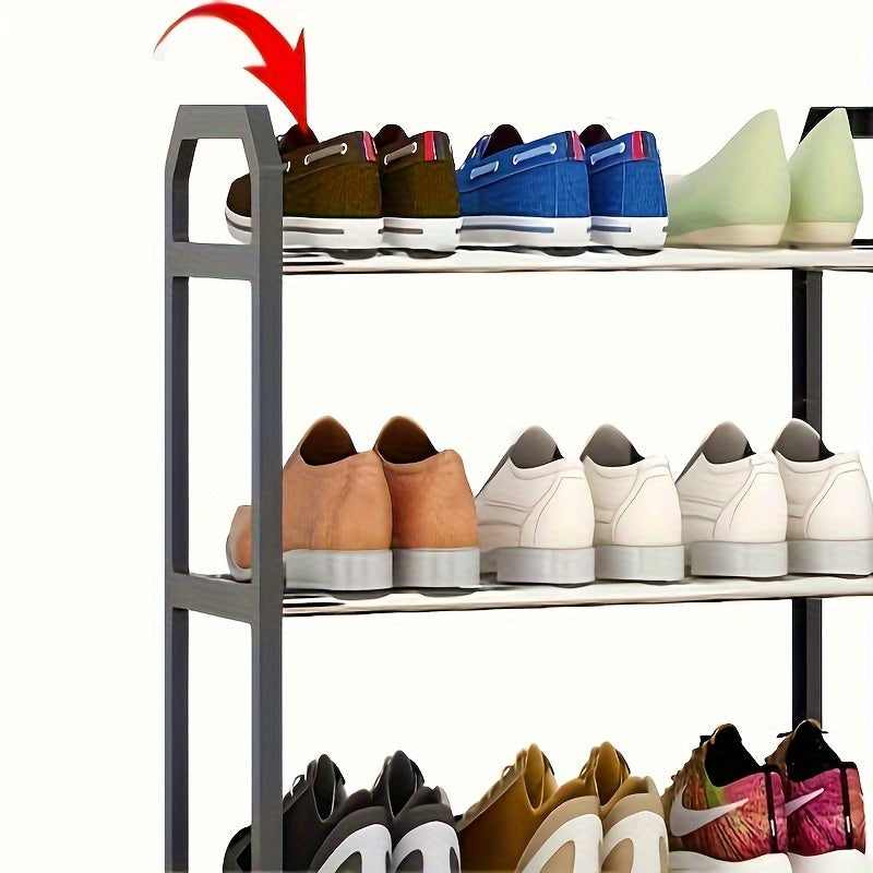Space-Saving 4-Tier Shoe Organizer - Durable Metal and Plastic Dustproof Shoe Rack for Entryway, Bedroom, Living Room, Dormitory, with Vertical Storage Design, Shoe Storage Organize