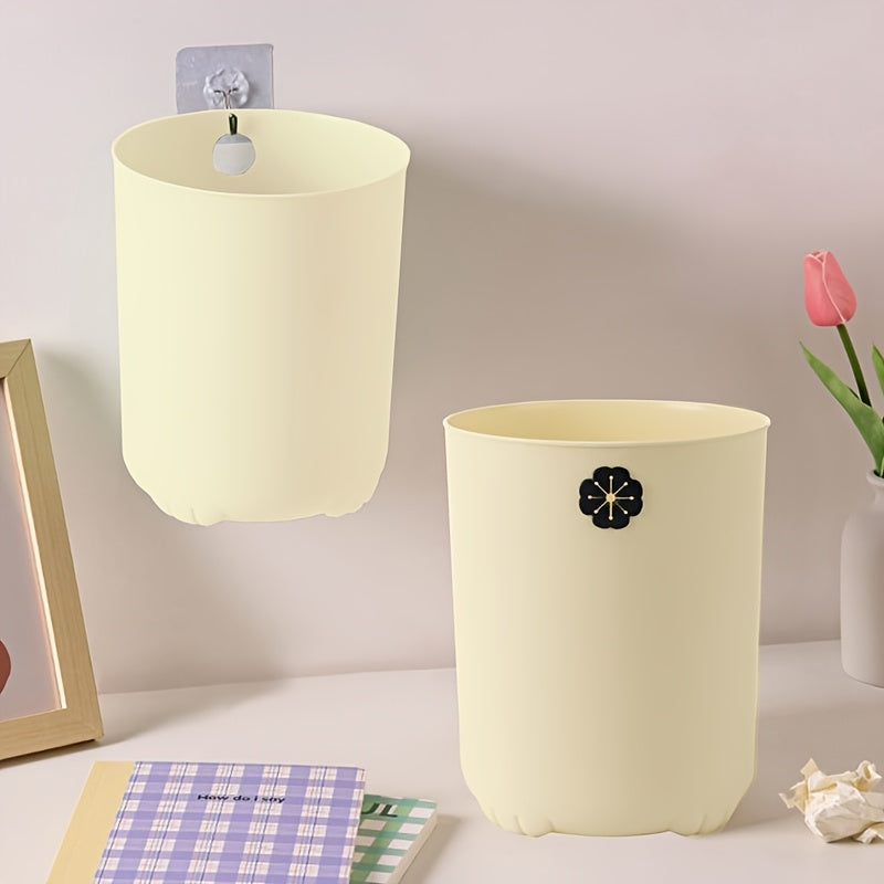 1pc Mini Desktop Trash Can Open-Top Plastic Office Wastebasket - Cylindrical Shape for Home and Office Use