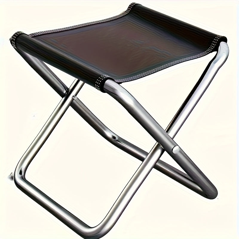 1pc Stainless Steel Square Folding Stool - Compact Lightweight Portable Quick-Fold Design, No Battery Needed, Durable Rust-Resistant for Travel Camping Fishing Outdoor Activities (Black), Camping Gear, Sleek Metal Finish, Sturdy Construction