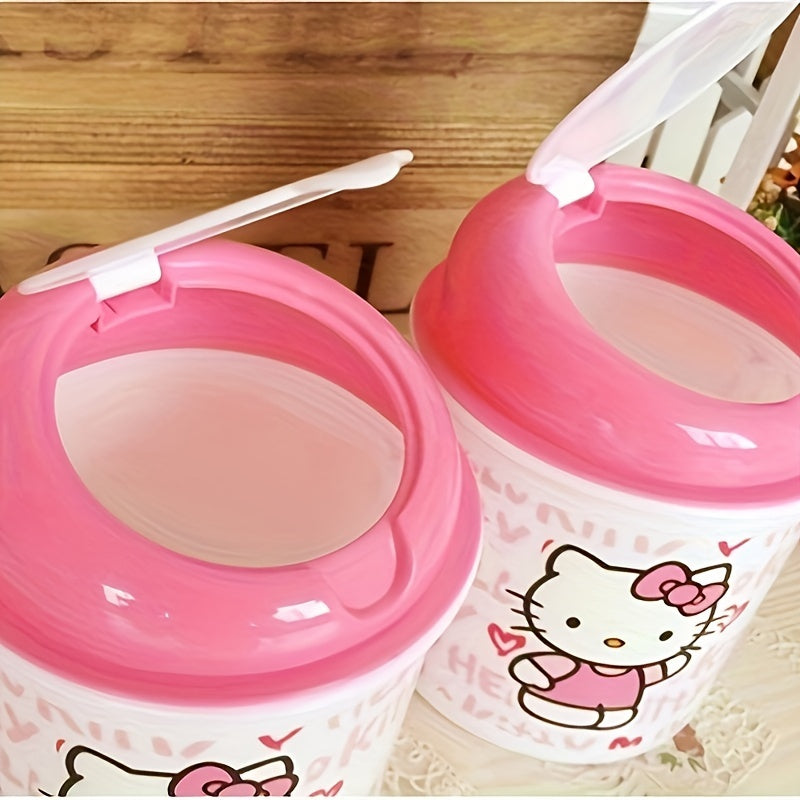 Sanrio for hello kitty Silent Trash Can - Pink Durable ABS Plastic Mini Bin with Cute Character Design, Screw-Off Lid for Desktop Storage & Office Organization, Desktop Trash Can, Playful Design, Smooth Surface