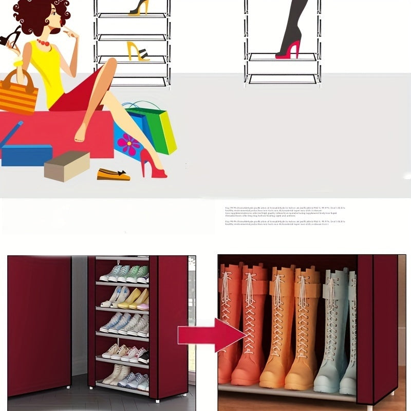 Multi-Layer Canvas Shoe Organizer with Lid - Detachable, Dustproof Boot Storage Cabinet for Home Organization, Shoe Rack, Independent