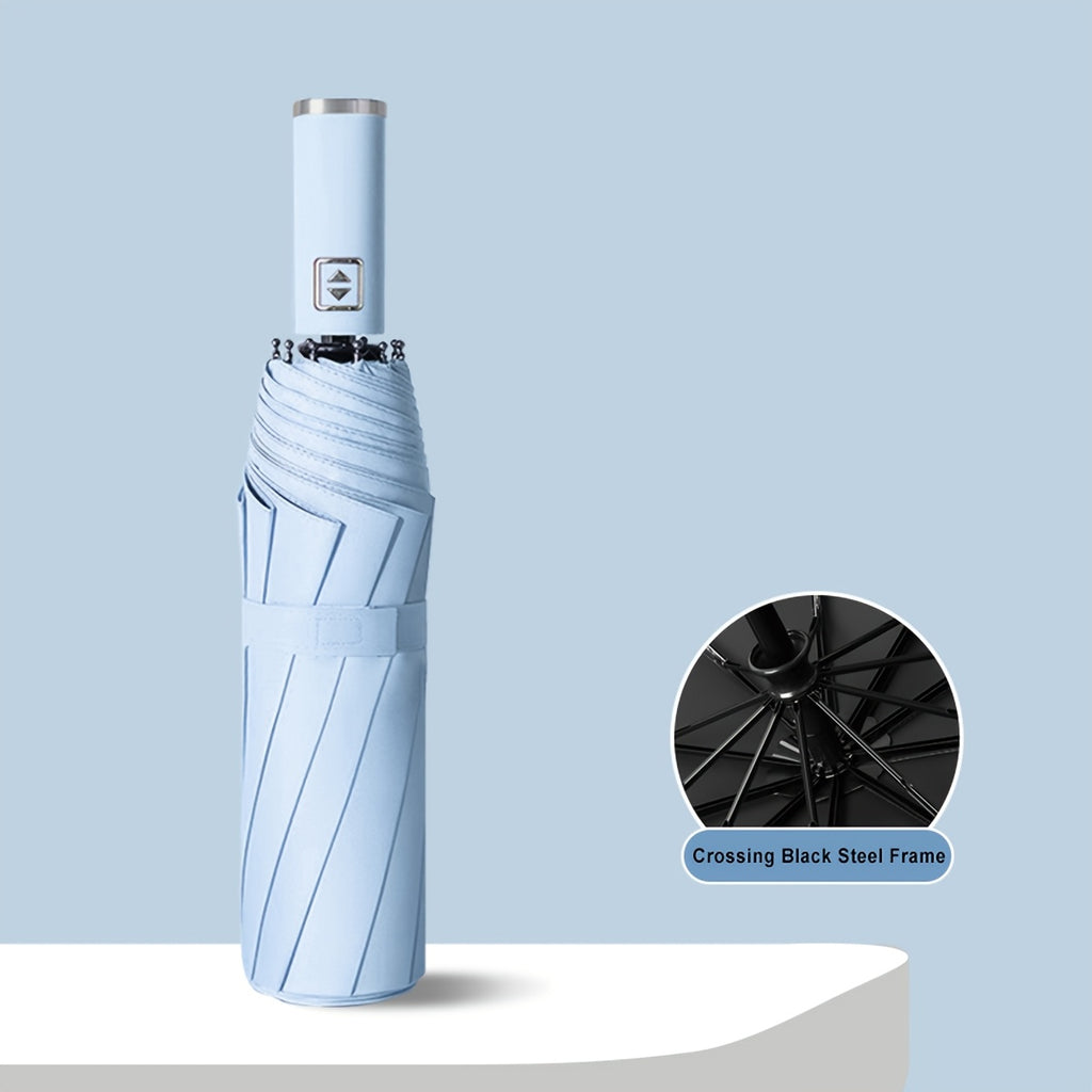 1pc Parapluie Pliant Automatique Xiaomi, Cadre en Fer ¨¤ 10 Brides, Auvent en Tissu 190T, Coupe-Vent, Protection UV, Ouverture\u002FFermeture en Un Clic, Parapluie de Voyage Portable avec Poign¨¦e en Plastique