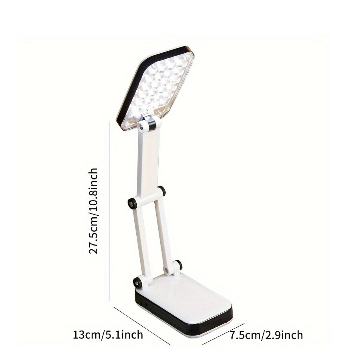 Foldable LED Desk Lamp with Eye Protection, Dual Power Source (Battery\u002FUSB), Adjustable Brightness, White, Ideal for Students, Dorm Rooms, and Bedside Reading, Desk Lamps for Home Office