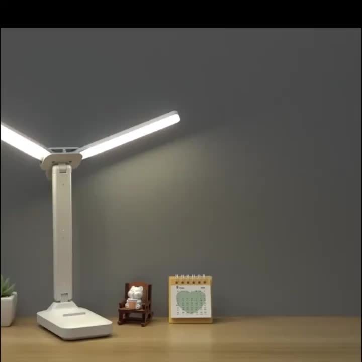 LED Dual-Headed Multifunctional Folding Desk Lamp for Student Dormitory, Study and Reading Light, Touch Charging Plug-in Small Night Light, Bedside Lamp