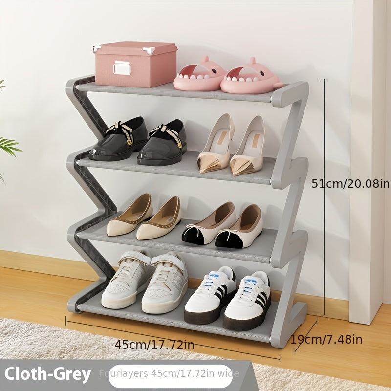 4-Tier Z-Shaped Shoe Rack ¨C Space-Saving, Multi-Layer Storage Organizer for Bathroom, Dorm, or Small Apartment ¨C Easy Assembly, Under 27\