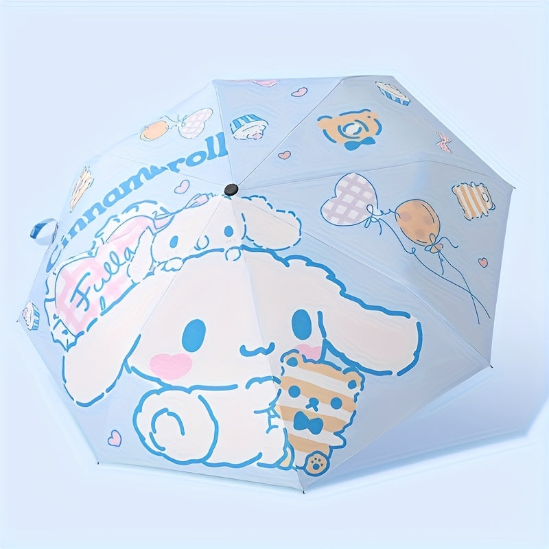 Sanrio Cinnamoroll Automatic Folding Umbrella - UV Protection, Portable & Foldable Design with 8 Ribs, Cute Patterns, Ideal for Women, Casual Outdoor Accessory