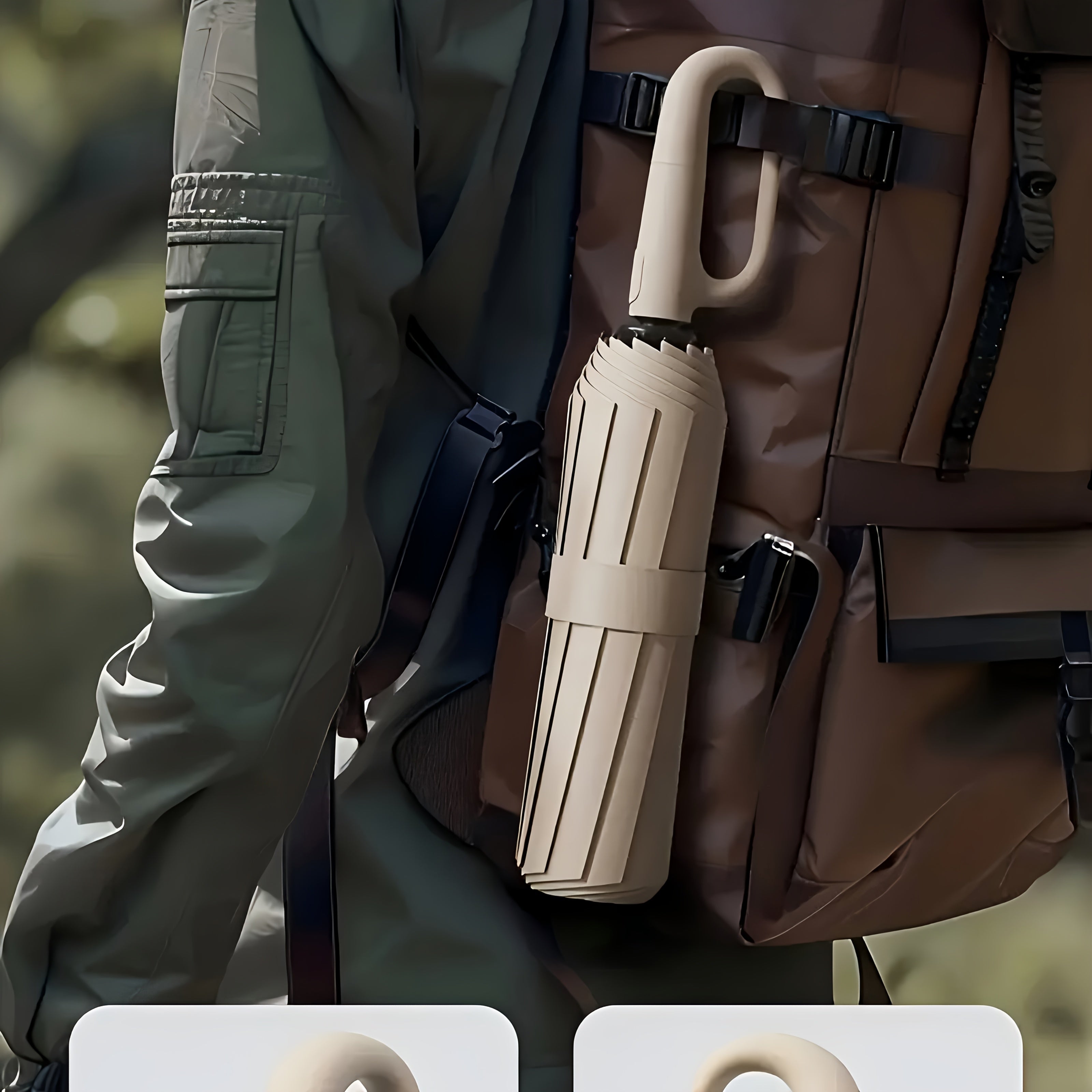 Parapluie Pliable Automatique ¨¦tanche, Protection Solaire Renforc¨¦e ¨¤ 8 Nervures avec Colle Noire, Forme Ronde, Tige en Fer, Polyvalent - Noir, ¨¦pais