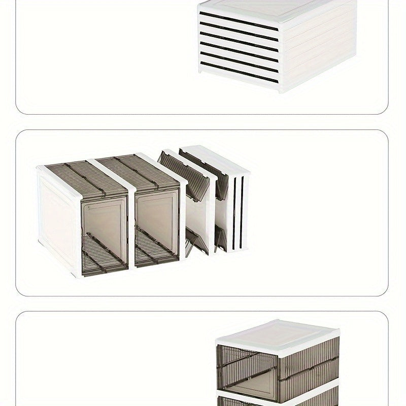 1-Layer or Multi-Layer Foldable Shoe Storage Box, Space-Saving Stackable Shoe Organizer, Dustproof Shoe Container, Multifunctional Shoe Rack Suitable for Home, Bedroom, Dormitory - No Assembly Required