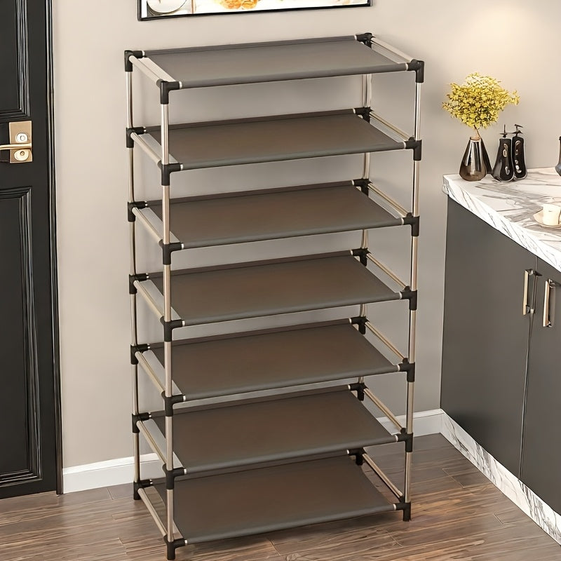 Modern Minimalist 7-Tier Shoe Rack - Slim, Space-Saving Design for Entryway, Closet, Garage - Sturdy Steel Frame, Easy 10-Minute Assembly, Ideal for Home Organization, Shoe Storage|Sleek Shoe Rack|Durable Shelf, Shoe Storage Rack