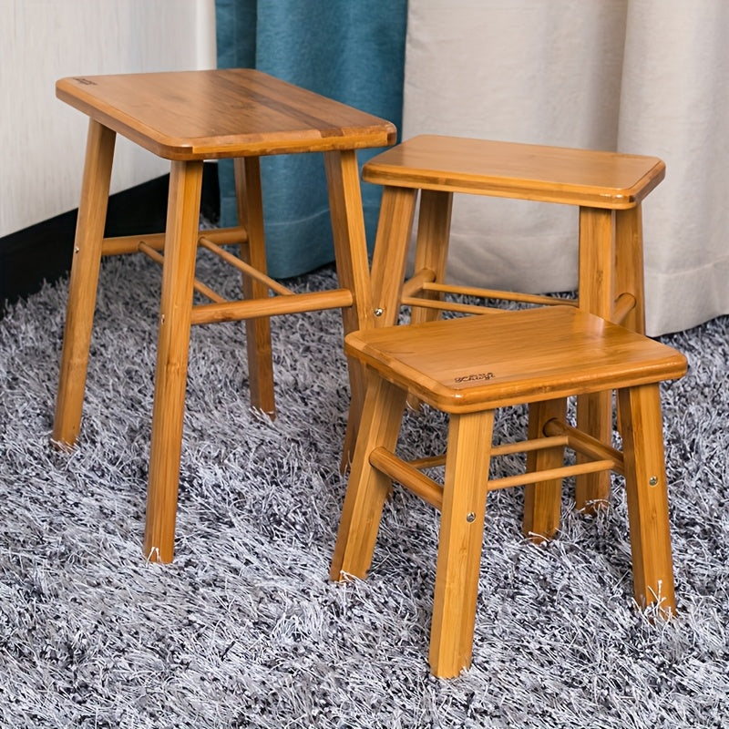 Multifunctional Bamboo Stool - Non-Slip, Suitable for Shower, Flower Placement and Shoe Changing - Ideal Choice for Home, Living Room, Bedroom, Mini Plants, Rectangular Steps, Vanity Seat, Requires Hammer and Screwdriver Installation (Tools Not Included)