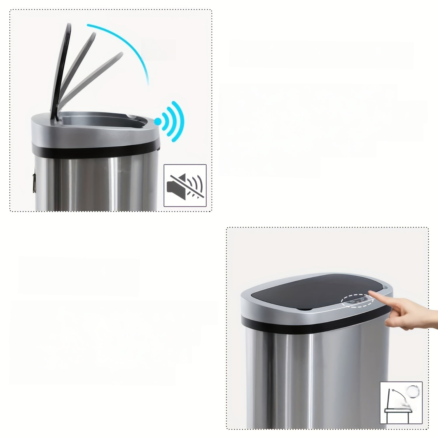 13 Gallon Trash Can Kitchen, Automatic Garbage Can Touchless Motion Sensor, Stainless Steel Trash Can With Lid Anti-Fingerprint Mute Designed, Waste Bin 50L For Office Bedroom Kitchen Indoor Trash Can