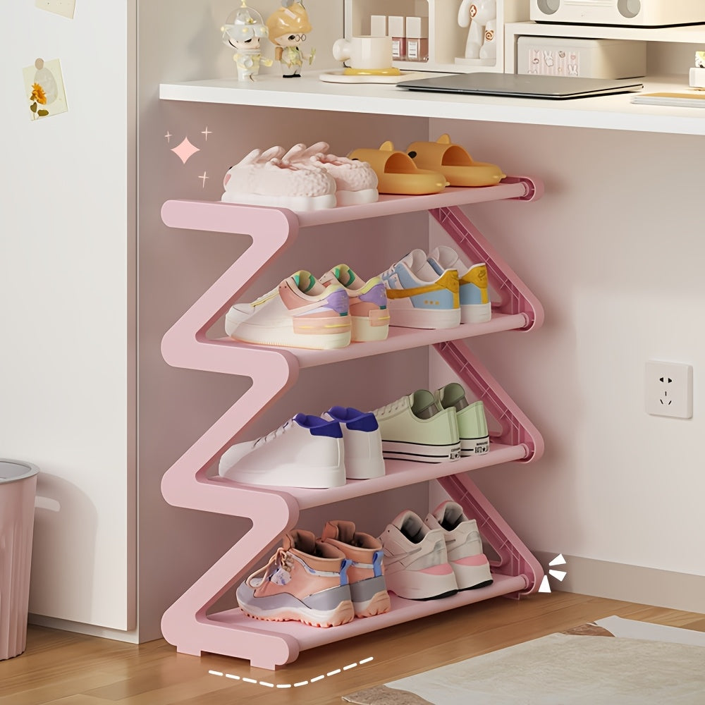 4-Tier Z-Shaped Shoe Rack ¨C Space-Saving, Multi-Layer Storage Organizer for Bathroom, Dorm, or Small Apartment ¨C Easy Assembly, Under 27\