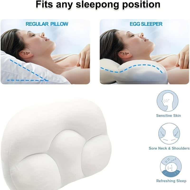 1pi¨¨ce Oreiller de sommeil ergonomique 3D en forme d'?uf - Polyester fibre de fermet¨¦ moyenne, soutien de cou portable pour les dormeurs sur le c?t¨¦ et sur le dos, rembour¨¦ en mousse, facile ¨¤ entretenir, coussin de voyage l¨¦ger