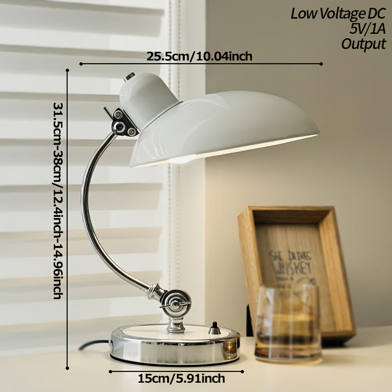 Minimalist and fashionable office desk lamp with creative ironwork, featuring exquisite black or white paint finish, serving as an artistic decorative ambiance table lamp, complete with a bulb.