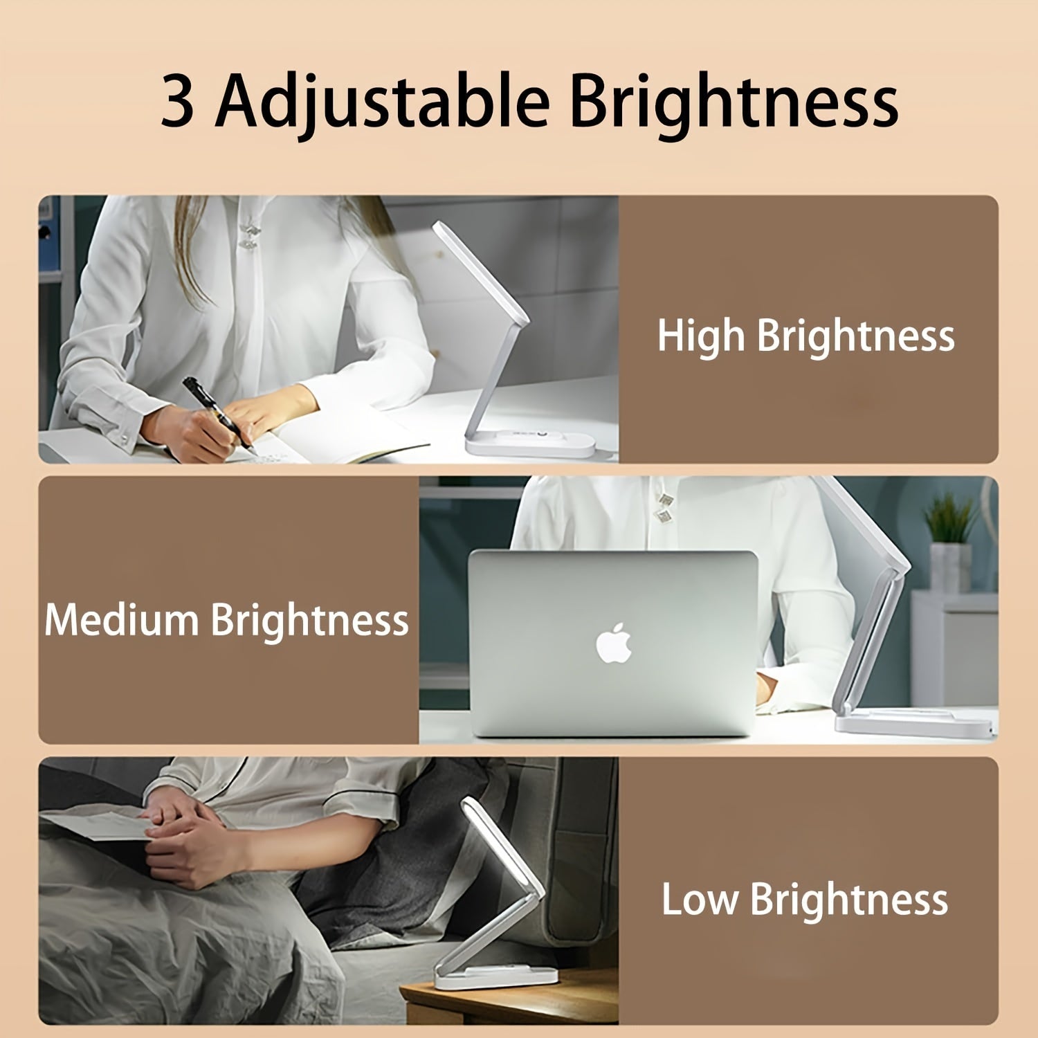 1pc Foldable LED Desk Lamp, Small Book Reading Light With 3 Brightness Color, Rechargeable & Dimmable, Eye-Caring Studying Light, Portable Table Lamp, For Home, Office, Travel