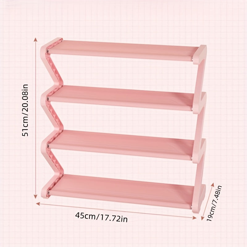 4-Tier Z-Shaped Shoe Rack ¨C Space-Saving, Multi-Layer Storage Organizer for Bathroom, Dorm, or Small Apartment ¨C Easy Assembly, Under 27\