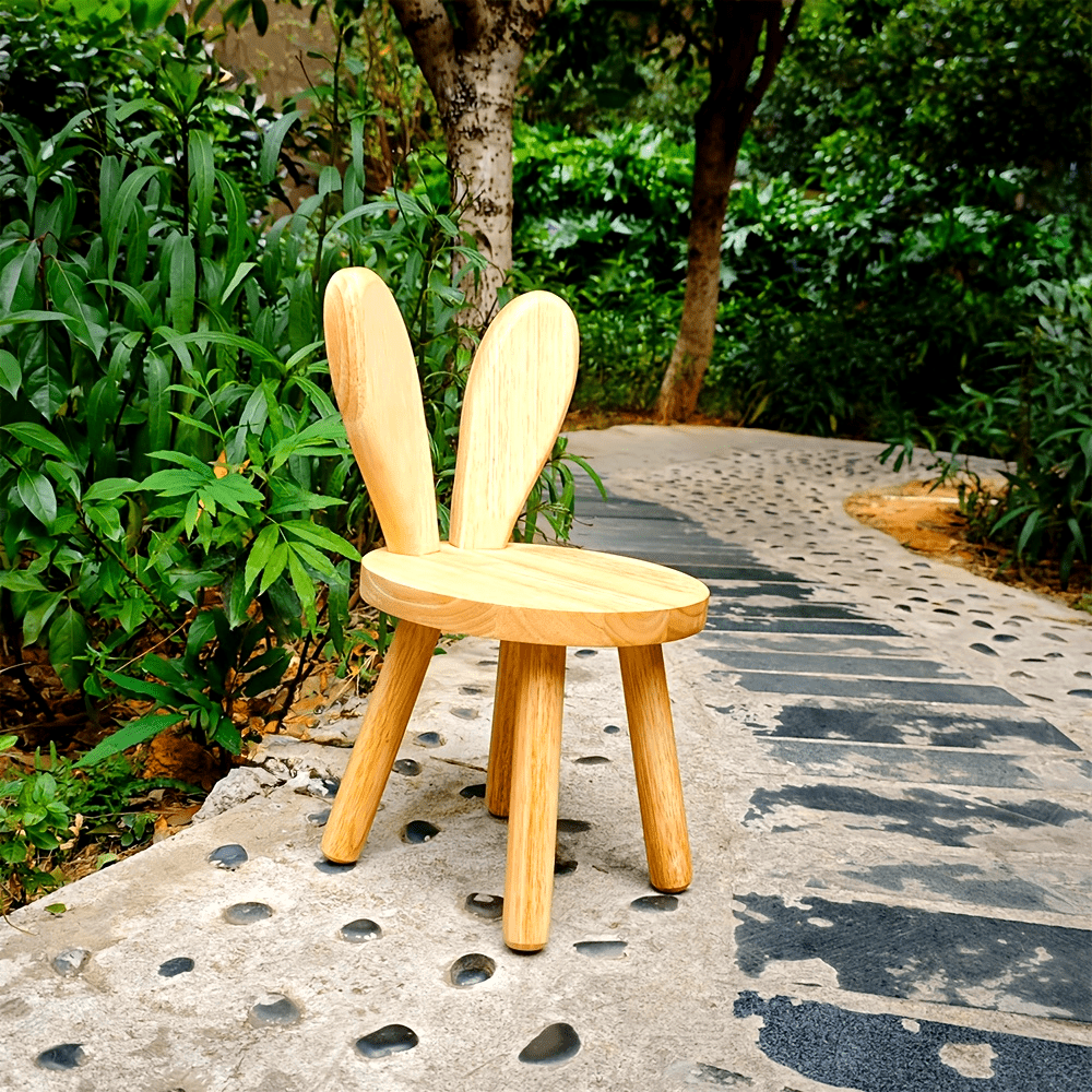 Chic Solid Wood Rabbit Ear Stool - Perfect for Shoe Changing, Living Room & Home Decor | Ideal for Parties & Entertainment