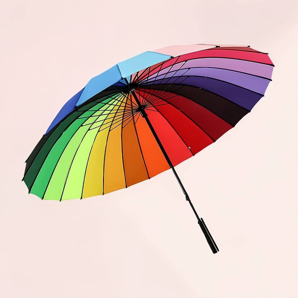 Parapluie Arc-en-ciel Vibrant 1pc - ¨¦pais, Grand, Ouverture et Fermeture Manuelle, Conception Coupe-Vent ¨¤ 24 Nervures, Protection UV, Parasol Color¨¦ pour une Protection ¨¦l¨¦gante contre les Intemp¨¦ries