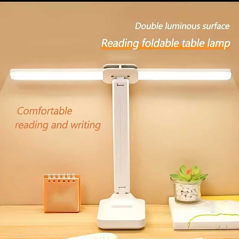 LED Dual-Headed Multifunctional Folding Desk Lamp for Student Dormitory, Study and Reading Light, Touch Charging Plug-in Small Night Light, Bedside Lamp