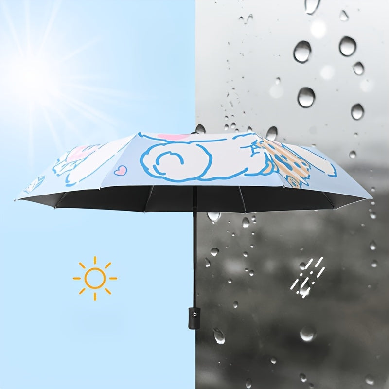 Sanrio Cinnamoroll Automatic Folding Umbrella - UV Protection, Portable & Foldable Design with 8 Ribs, Cute Patterns, Ideal for Women, Casual Outdoor Accessory