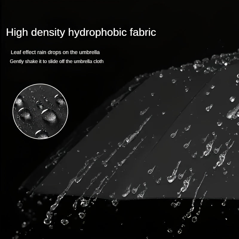 Parapluie Pliable Automatique ¨¦tanche, Protection Solaire Renforc¨¦e ¨¤ 8 Nervures avec Colle Noire, Forme Ronde, Tige en Fer, Polyvalent - Noir, ¨¦pais