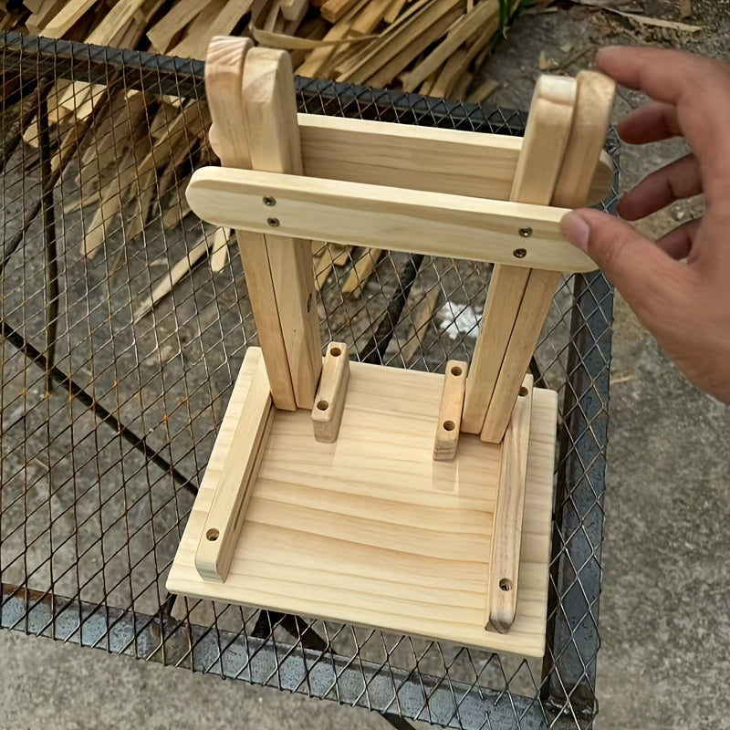 1pc Solid Wood Folding Camping Chair, Portable Small Folding Stool, Ultra-Lightweight Design Fishing Bench for Garden, Beach, Camping, Home Use, No Assembly Required Natural Color, Walnut